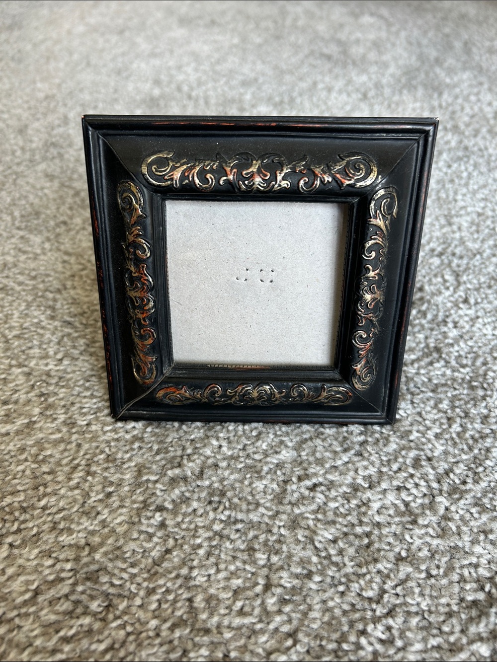 Decorative Antique-Style Black Picture Frame with Gold Accents